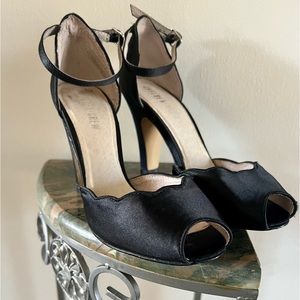 Retro ankle strap satin heels